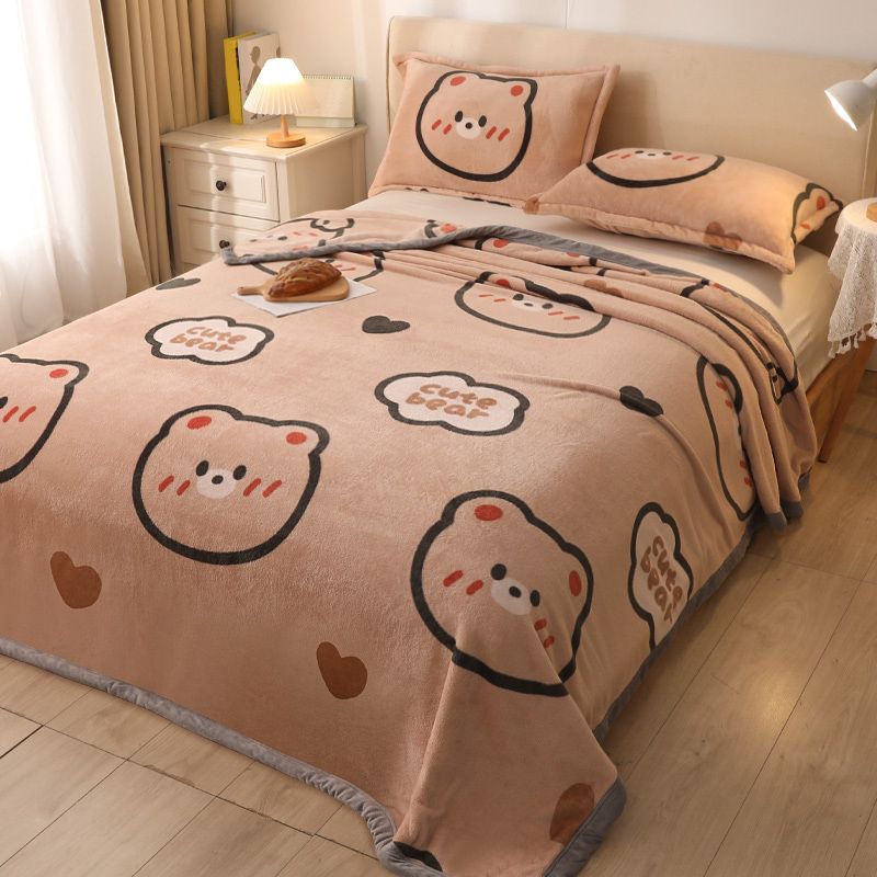 Popular Bed Sheet Cartoon Patterned Fade Resistant Non-Pilling Flannel Bed Sheet