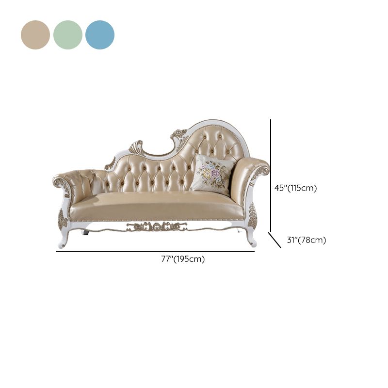 Glam Upholstered Chaise Lounge Couch Rolled Arms Chaise Lounge Chair