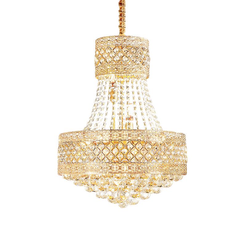 5 Bulbs Empire Style Drop Lamp Baroque Gold Opulent Crystal Chandelier Pendant Light