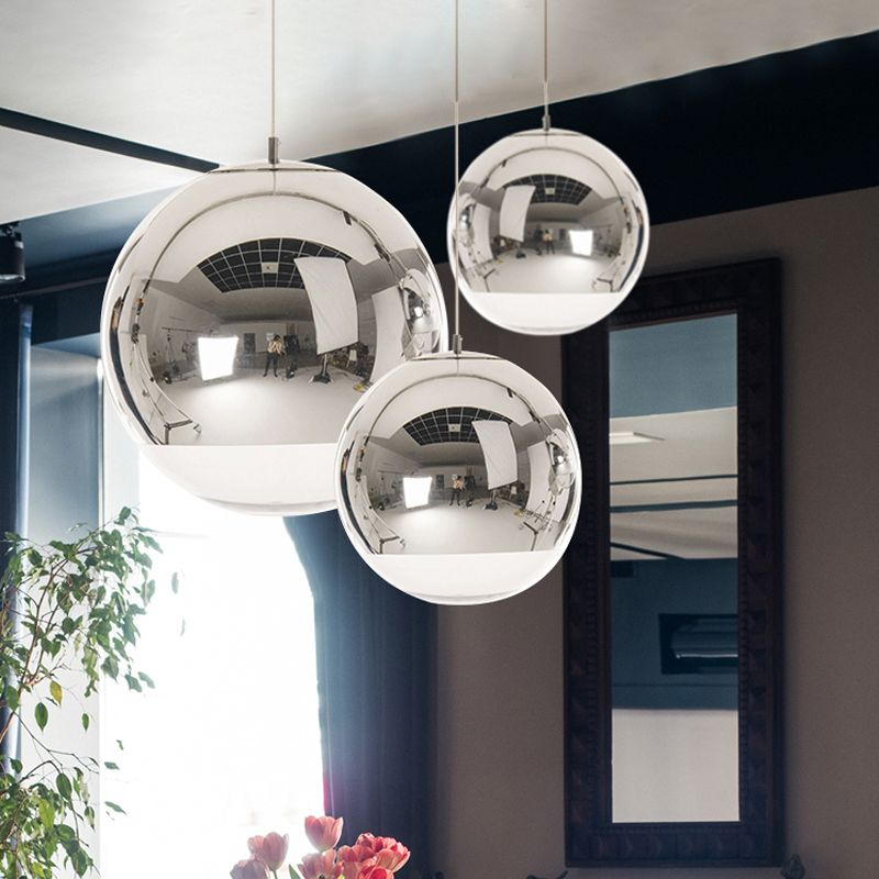 Globe Anhänger Deckenleuchte Einfachheit Metall 1 Leichte Chrom/Goldhänge Deckenleuchte, 6 "/8"/10 "W.