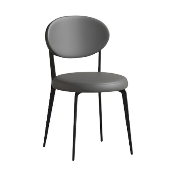 Faux Leather and Metal Industrial Open Back Armless Dining Chairs