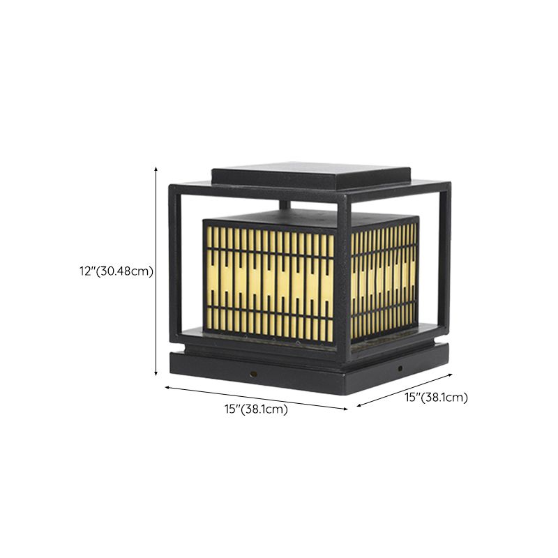 Square Shape Pillar Lamp Contemporary Outdoor Waterproof Light for Courtyard