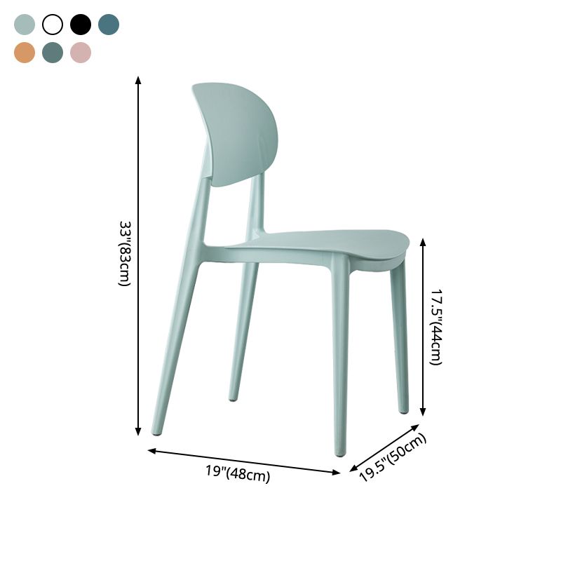 Chaise de salle à manger sans accoudoirs à dossier ouvert Chaises d'appoint empilables en plastique (Ensemble de 4)