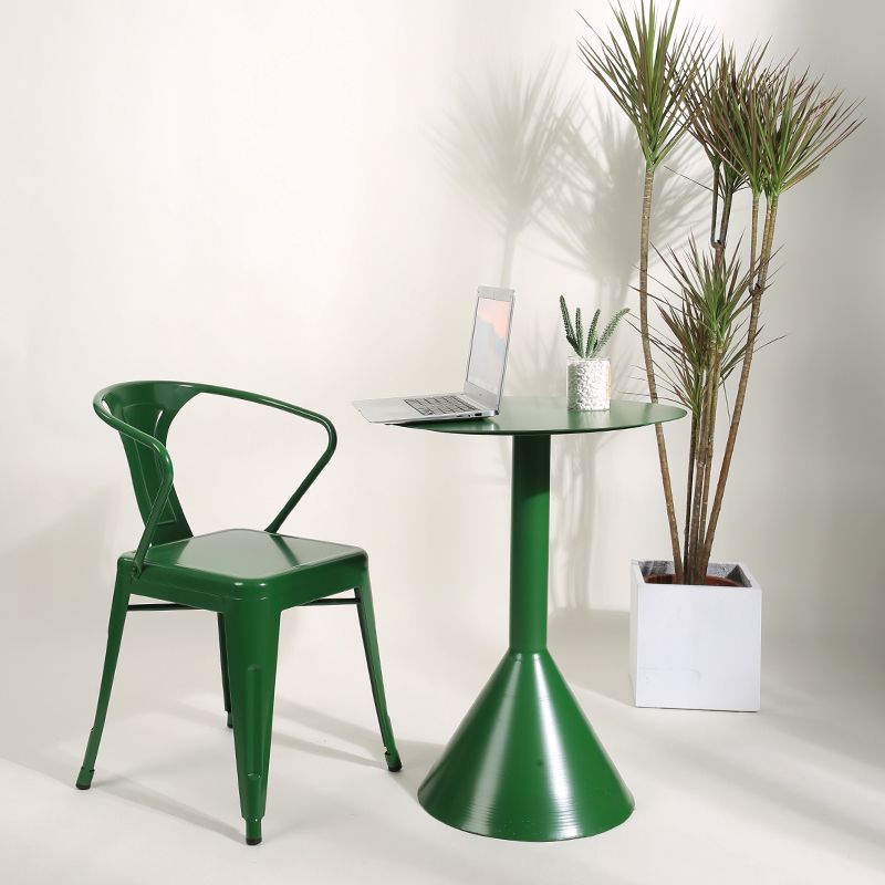 Industrial Dining Armchairs with Metal Legs Slat Back Dining Arm Chair for Coffee Bar