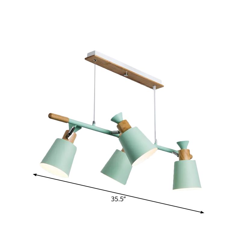 Luce dell'isola verde/grigio/grigio/grigio/grigio con tonalità affusolata a 4 luci in metallo lampada sospesa per cucina sala da pranzo
