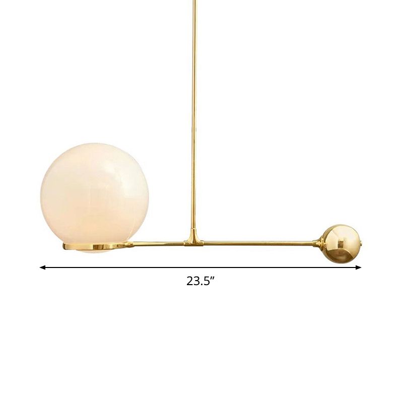 Globe Pendant Light Fixture Nordic Beige Glass 1 Head Gold Hanging Ceiling Light for Bedroom