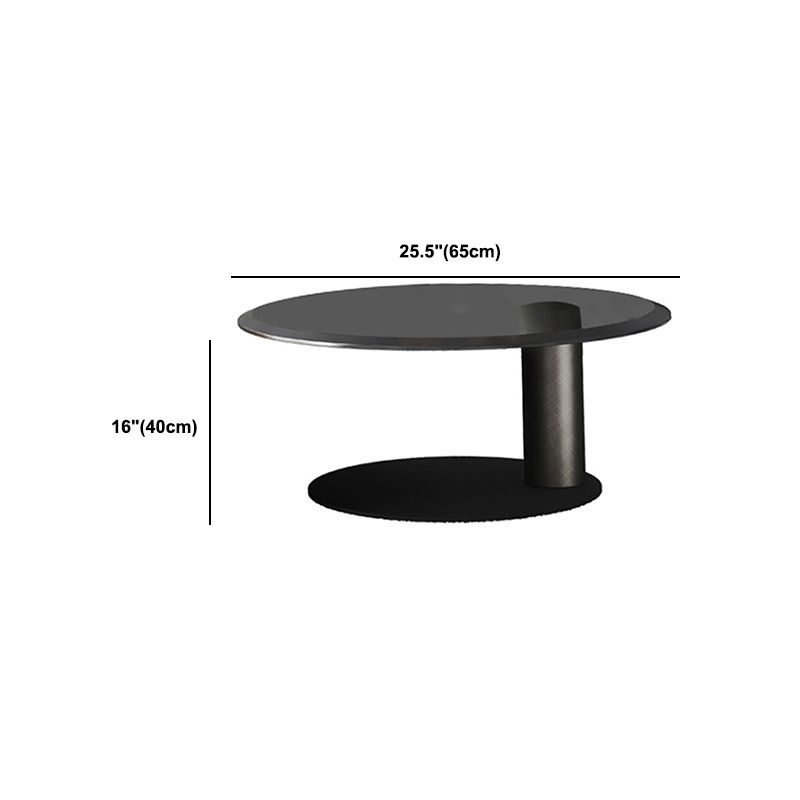 Mid-Century Modern Round Wood/Glass Coffee Table Metal Base Accent Table