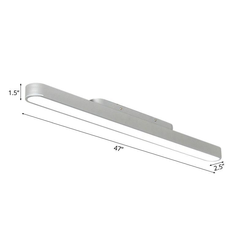 Sleek Oval Metal Flush Lighting Modern Led Black/Silver Flush Mount Fixture for Office, 23.5"/35.5"/47" Wide
