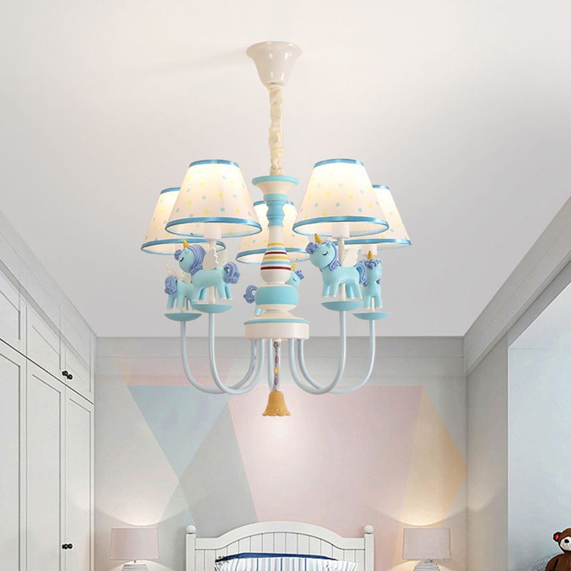 Cartoon Unicorn Ceiling Hung Fixture Metal Children's Room Down Lighting Pendant