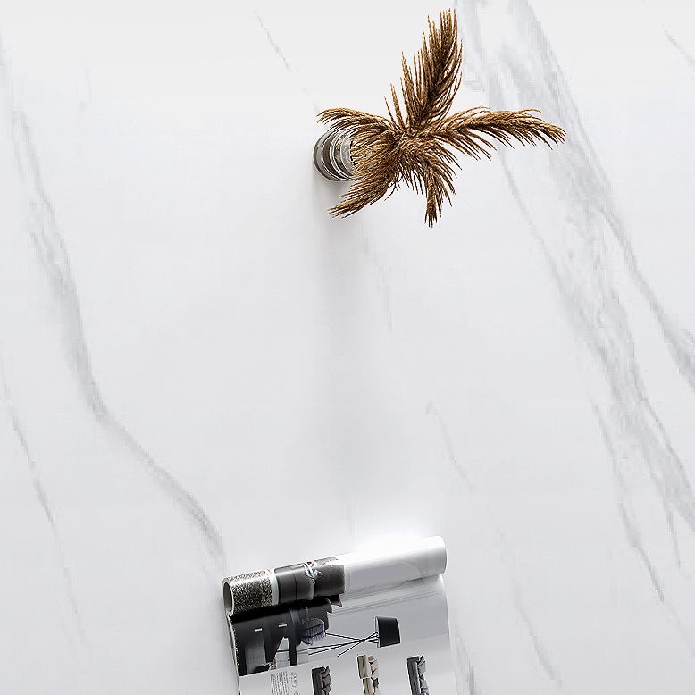 White Stone Top Rectangle Contemporary Dining Table with 4 Foot