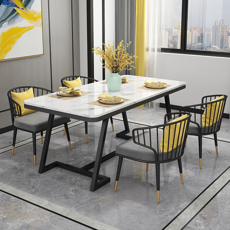 Modern 1/2/5/7 Pieces Dining Set White Stone Top Dining Furniture
