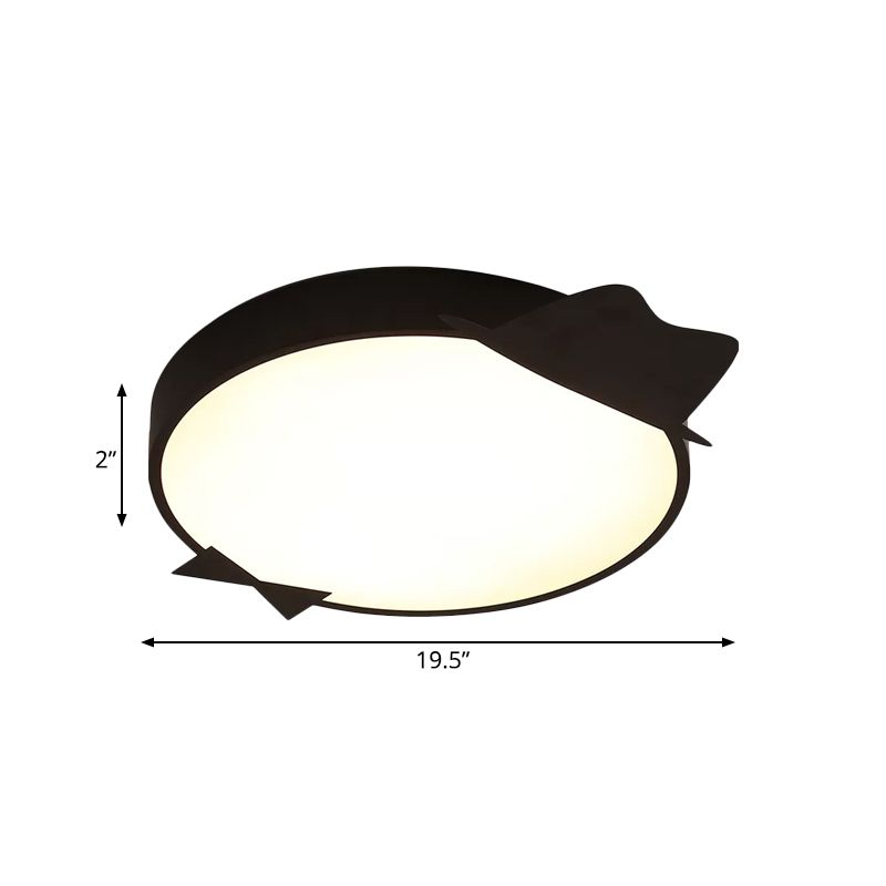 Black Round Flush Mount Lighting Kids LED Acrylic Ceiling Mounted Light in Warm/White Light