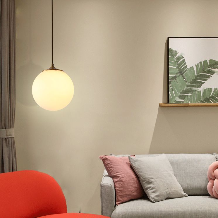 Contemporary Hanging Ceiling Light Global 1-Light White Glass Ceiling Pendant Light