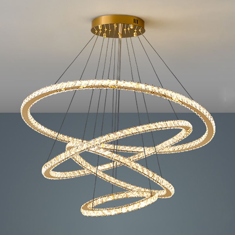 Contemporary Crystal Ceiling Hung Fixture Tiered Living Room Down Lighting Pendant