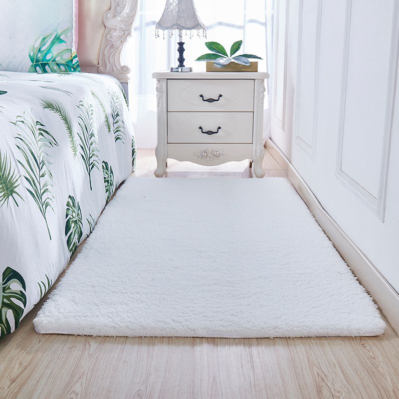Casual Solid Rug Polyester Indoor Carpet Non-Slip Backing Shag Area Carpet for Living Room