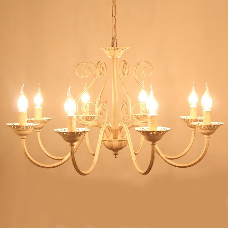 8-Lights Metal Hanging Ceiling Light Modern Style Curved Arms Suspension Pendant Light