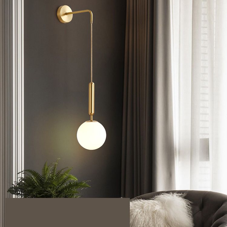 Glass Orb Wall Mounted Light Fixture Simplicity Style Wall Light Sconce for Bedroom