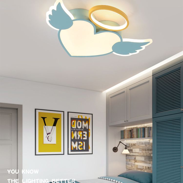 Kids Heart Flush Mount Metal Nordic Ceiling Light Fixture for Children's Room