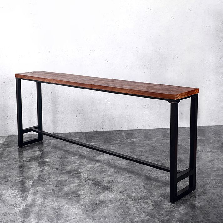 Solid Wood Top Bar Dining Table Industrial Bar Dining Table with Black Base