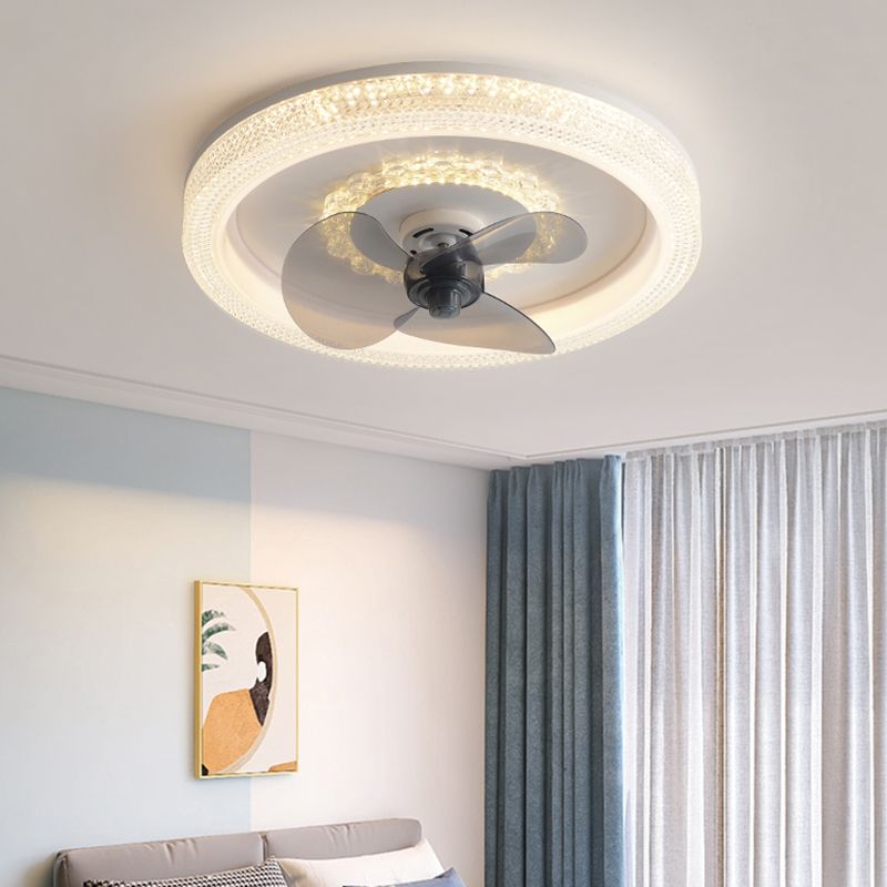 Modern Style Round Shape Ceiling Fan Lamps Metal 2 Light Ceiling Fan Lighting for Bedroom