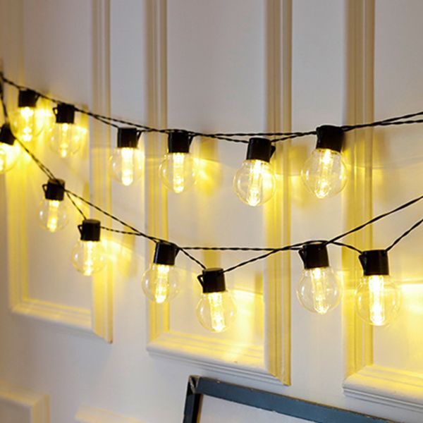 Retro G50 Globe Bulb String Light Plastic Outdoor Solar LED Christmas Light in Black