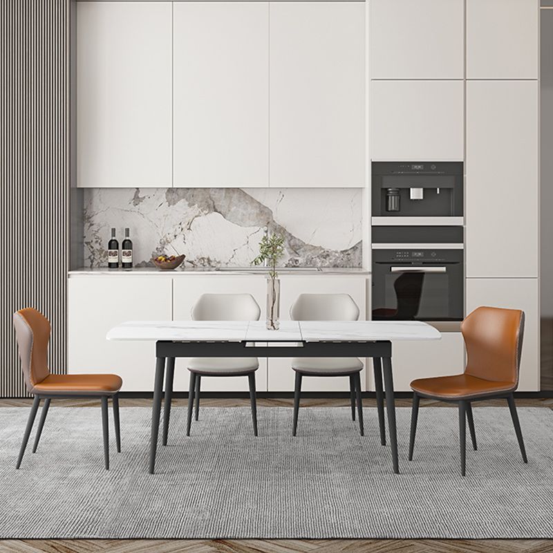 Modern 1/4/5/7 Pieces Scalable Dinette Set with Sintered Stone Top White Dining Table Set