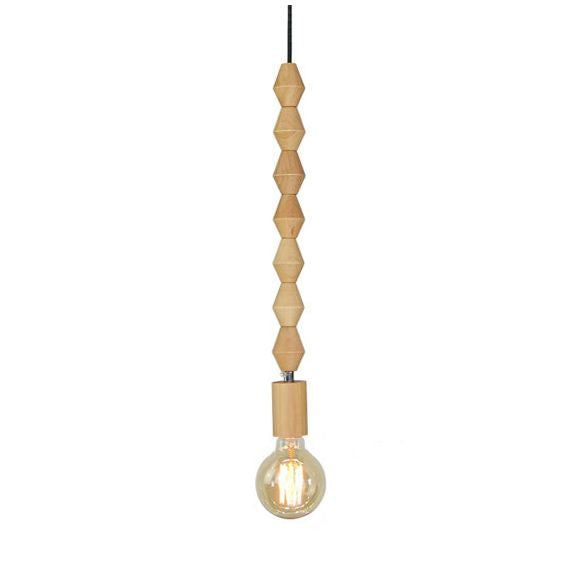 Lampada a sospensione del legno sferico Lampada a sospensione Stile 1 illuminazione a sospensione leggero con lampadina nuda, altezza 12,5 "/14"