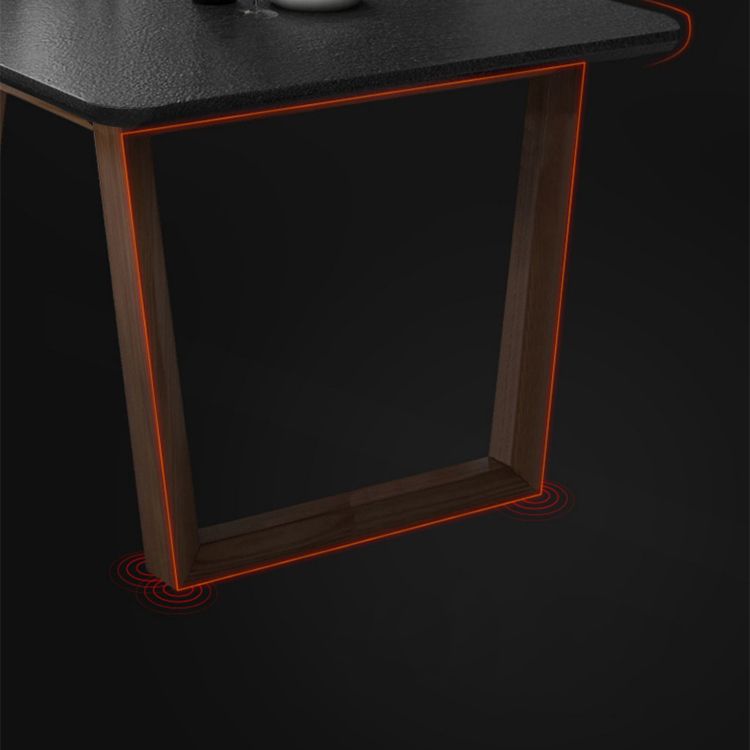 Modern Rectangle Dining Table for Home Black Stone Top Dinette Table