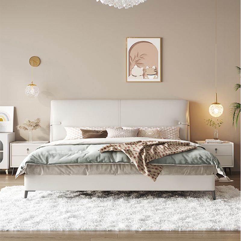 Wood and Upholstered Panel Bed Modernism 39.4" Tall Bed Frame