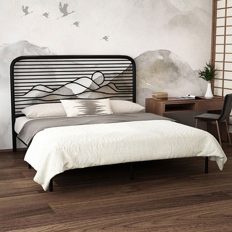 Open-Frame Bed with Iron Rectangle Headboard and Metal Legs Bed