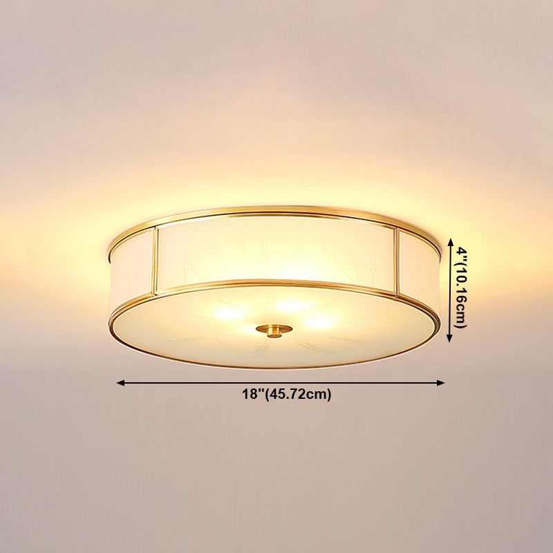 Plafonnier encastré en verre, éclairage de plafond classique pour salle à manger en or