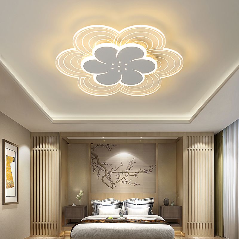 Blumen Acryl Led Flush Mount Einfache Stil Weiß Ceiling Mount Light Fassung für Schlafzimmer