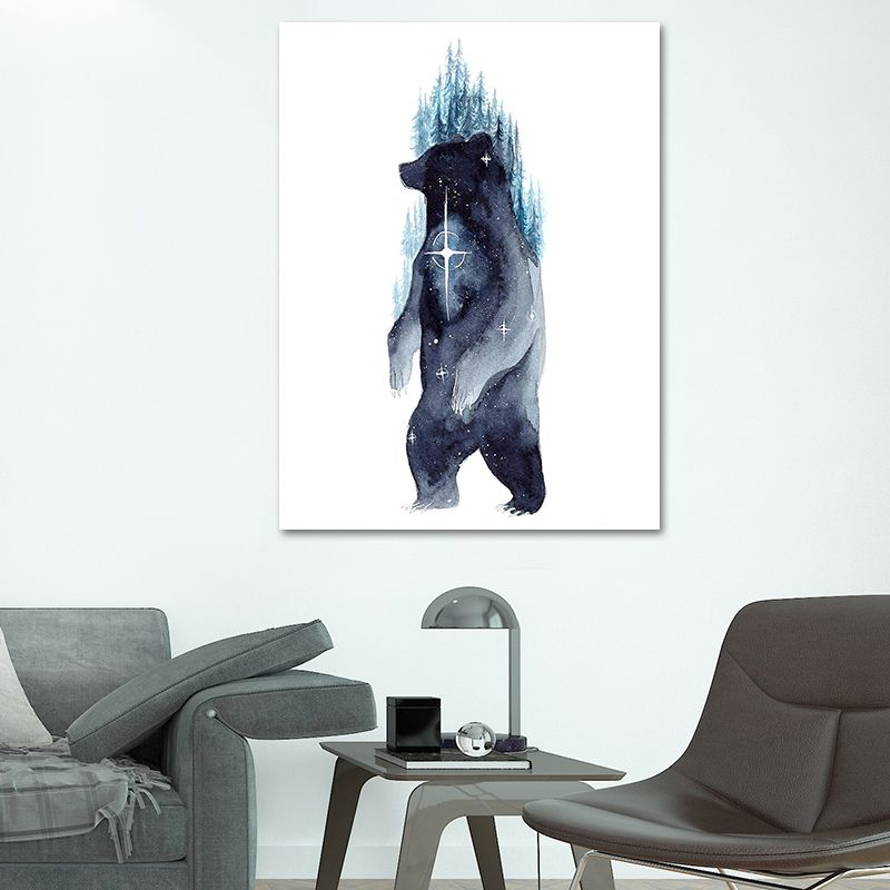 Kinder-Wildtier-Aquarell-Leinwandkunst, dunkelblaue strukturierte Wanddekoration für das Wohnzimmer