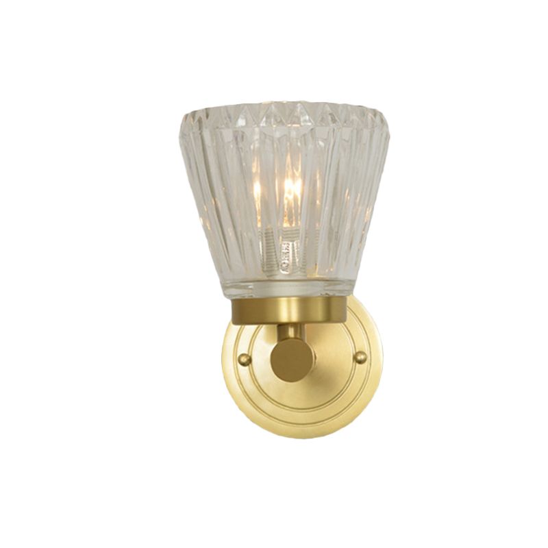 Modernisme Cône Cone Murne lampe 1 tête claire Crystal Block Mur Moup de montage en laiton