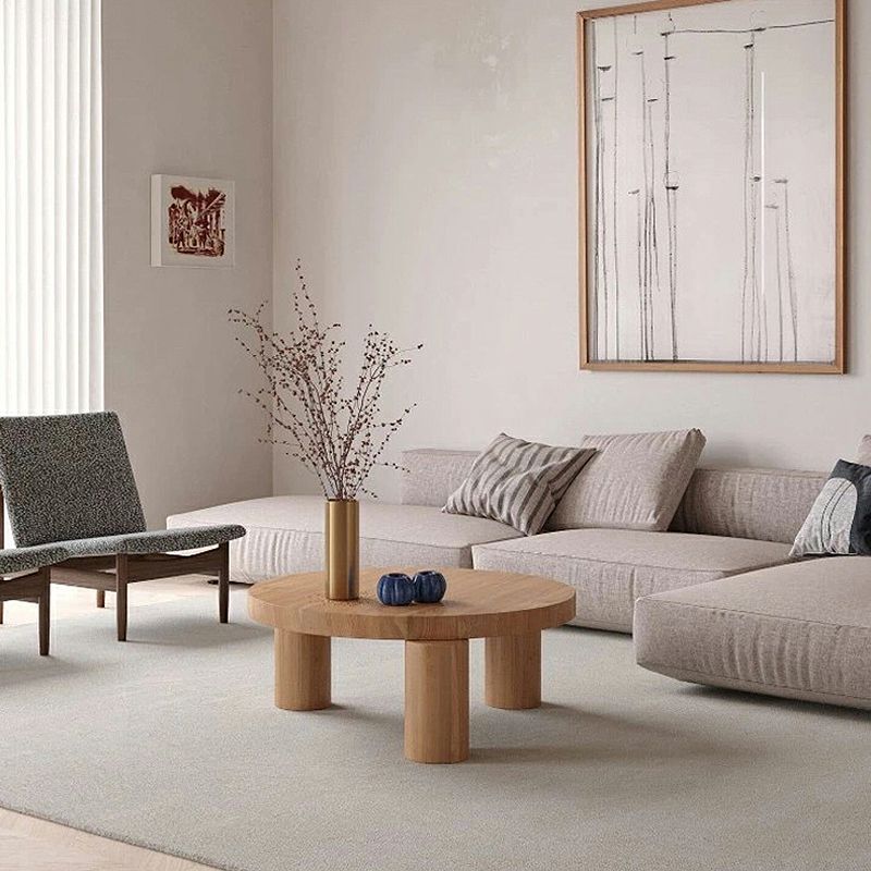 Scandinavian Wooden Round Coffee Cocktail Table 3 Legs Coffee Table