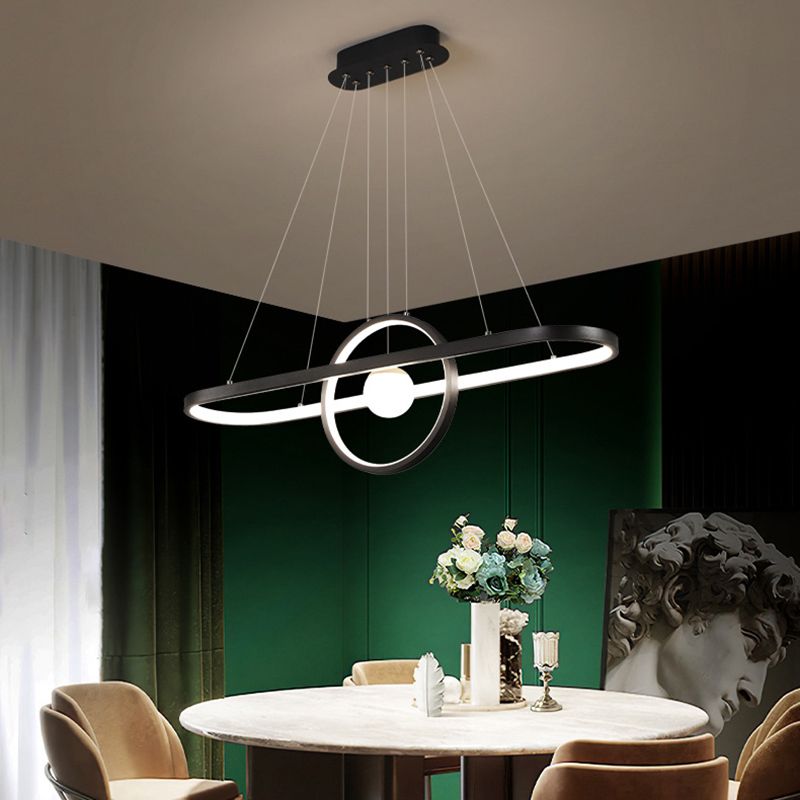 Geometric Island Lights Modern Kitchen Island Lighting Metal 3 Light Island Lamps in Black