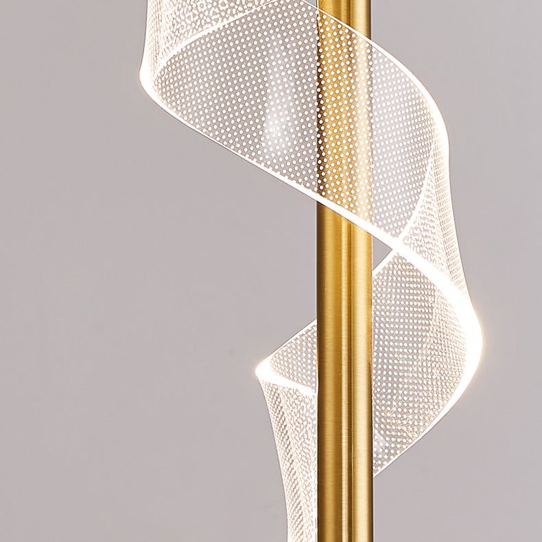 Gouden lineaire vorm led hanglamp moderne minimalistische metalen hanglamp voor woonkamer