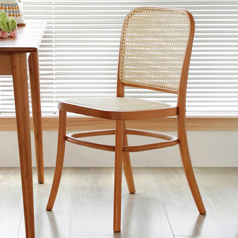Silla de comedor de estilo tradicional, silla lateral sin brazos de cocina con patas de madera