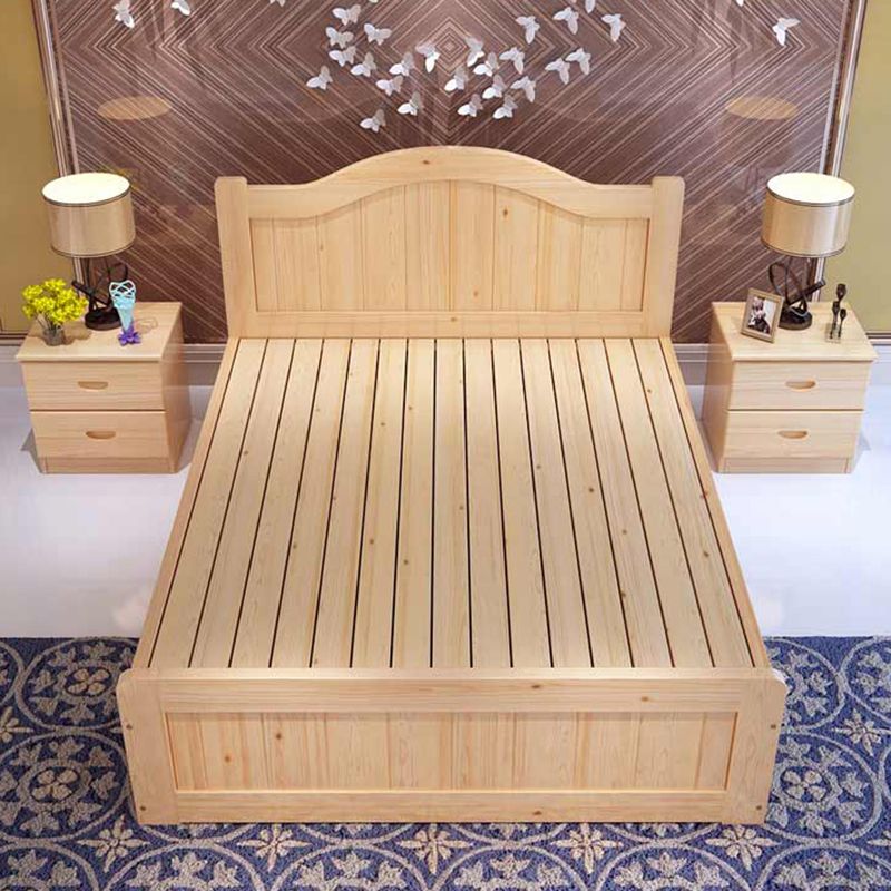 Contemporary Solid Color Standard Bed Wood Storage Camelback Bed Frame