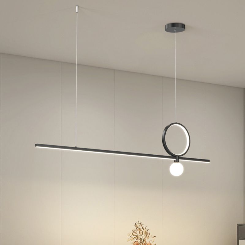 Linear Shape Metal Island Chandelier Modern Style 3 Lights Island Ceiling Light