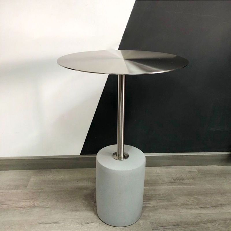 Mid-Century Modern Pedestal Metal Coffee Table Round Top Shape Cocktail Table