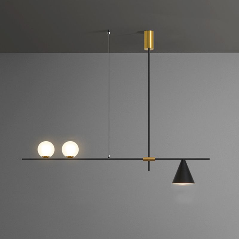 Contemporary Island Light White Glass Shade Hanging Light for Dining Room