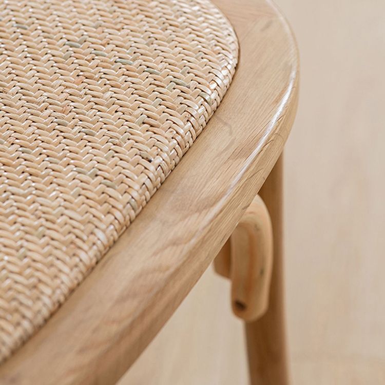 Silla de comedor tradicional de mimbre de madera, silla con respaldo cruzado sin brazos para comedor