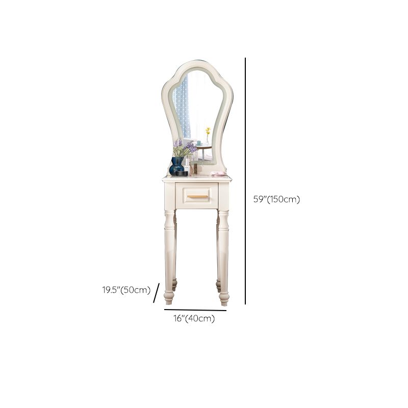 Solid Wood Makeup Vanity Desk Bedroom Dressing Table Stool Set with Drawer
