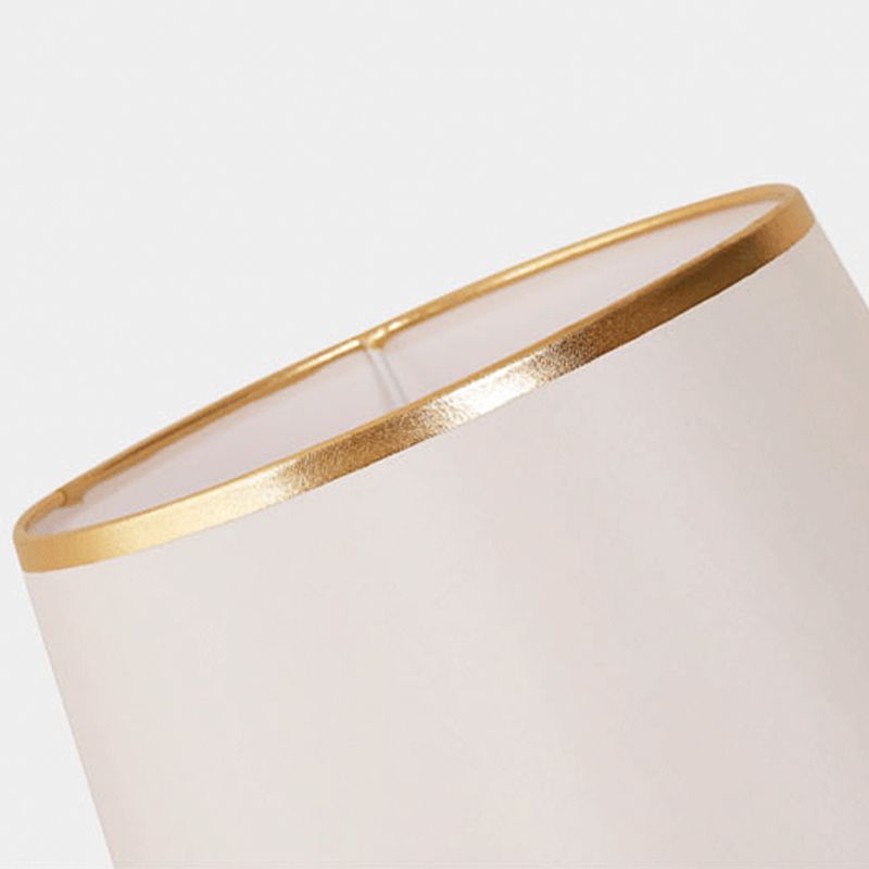 Gold Metal Table Light Modern 1-Light Bedroom Nightstand Lamp with Bucket Fabric Shade