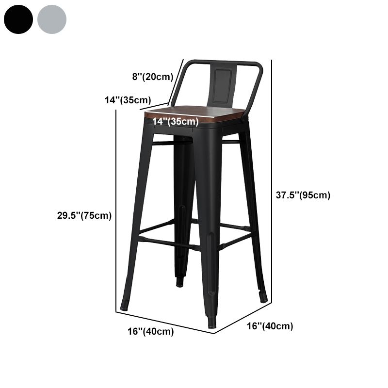 Industrial Wood Top Barstool Iron 4 Legs Bar Stool for Coffee Shop