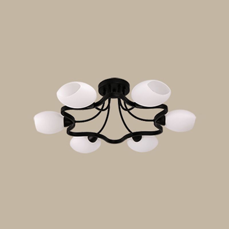 Plafonnier semi-encastré en verre, plafonnier traditionnel pour salon, noir