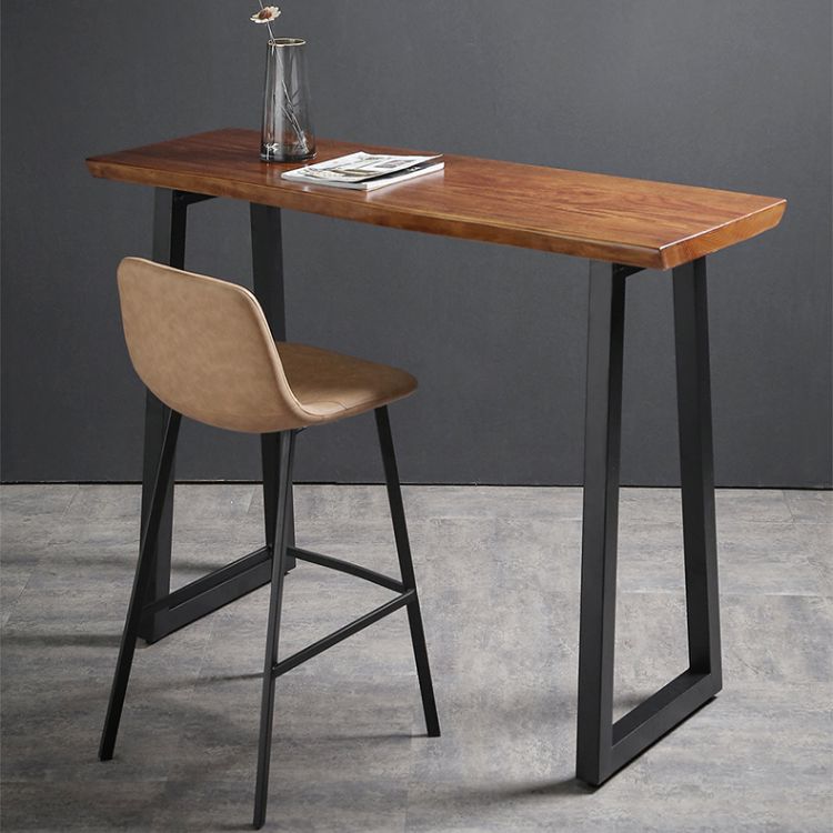 1/2/3 Pieces Industrial Iron Bar Table Set Rectangle Bistro Set with Pine Wood Top