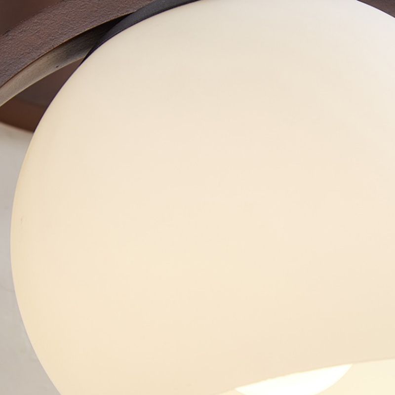 Round Shape Wood Vanity Sconce Light Modern Style 1-Light Vanity Mirror Lights