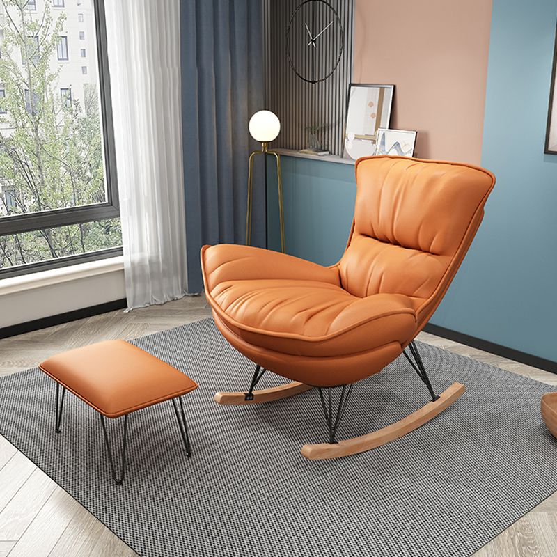 Contemporary Rocker Upholstered Tufted Cushions with Dark legs Glider